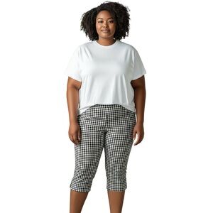 Talbots Petite Black and White Gingham Capri Pants